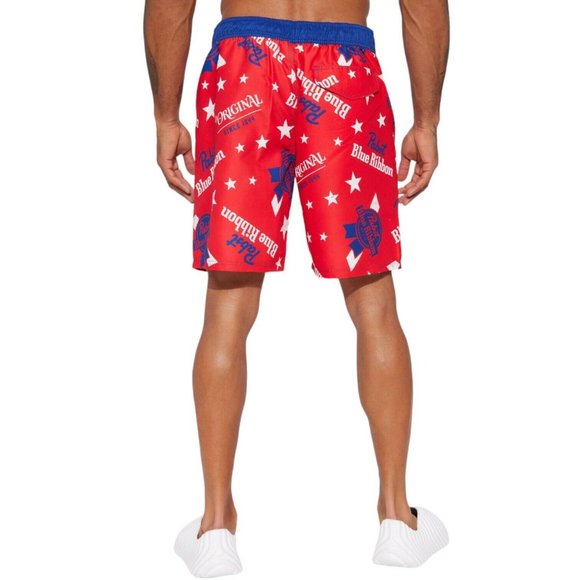 Pabst Blue Ribbon Beer PRB Board Swim Shorts Red White Blue Men's - Picture 3 of 5